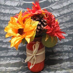 Mason Jar Fall Flowers Table Decor